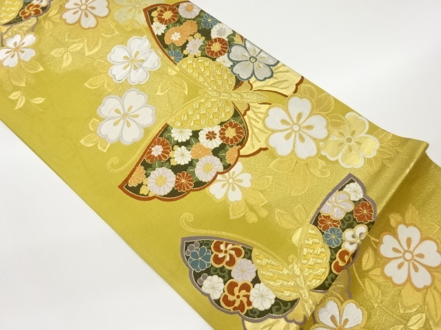JAPANESE FUKURO OBI / WOVEN FLOWERS & SAKURA